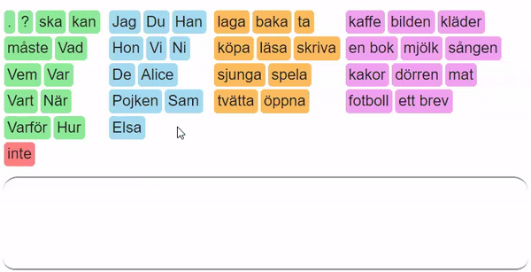 Swedish make sentences game