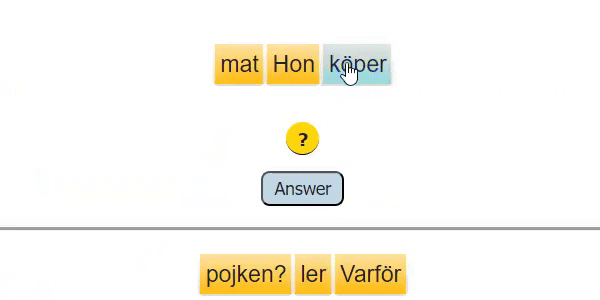 Swedish sentence scramble game